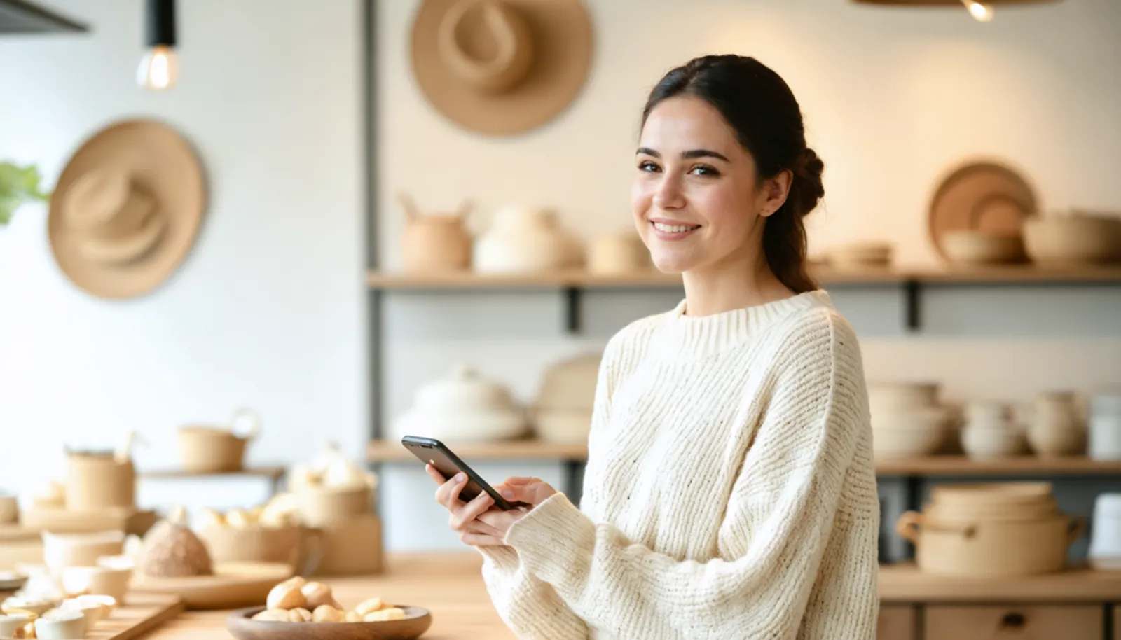 Dükkânında telefonundan müşterisine ödeme linki gönderen işletme sahibi
